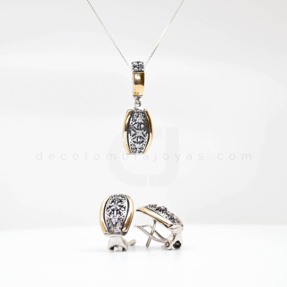 Set de aretes y dije con circones JX75