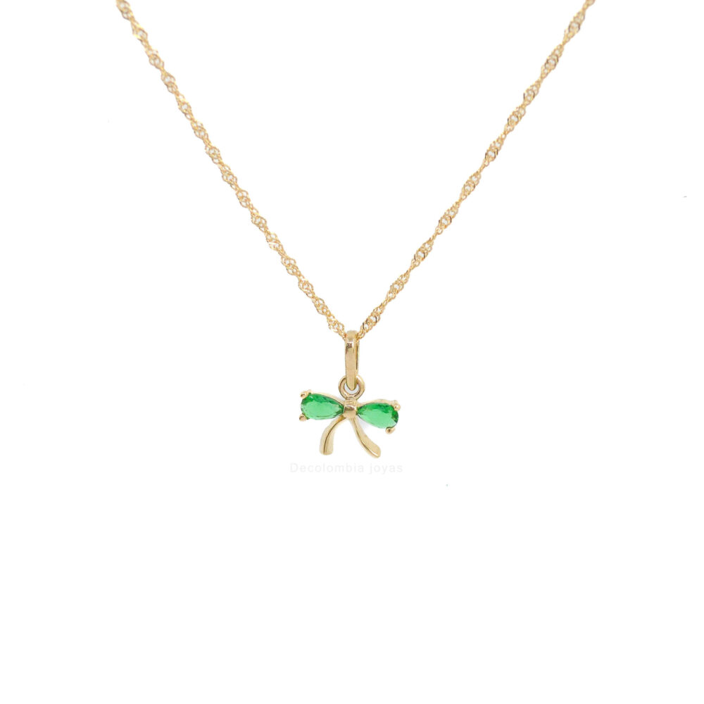Dije Moño Con Piedra Oro 18k