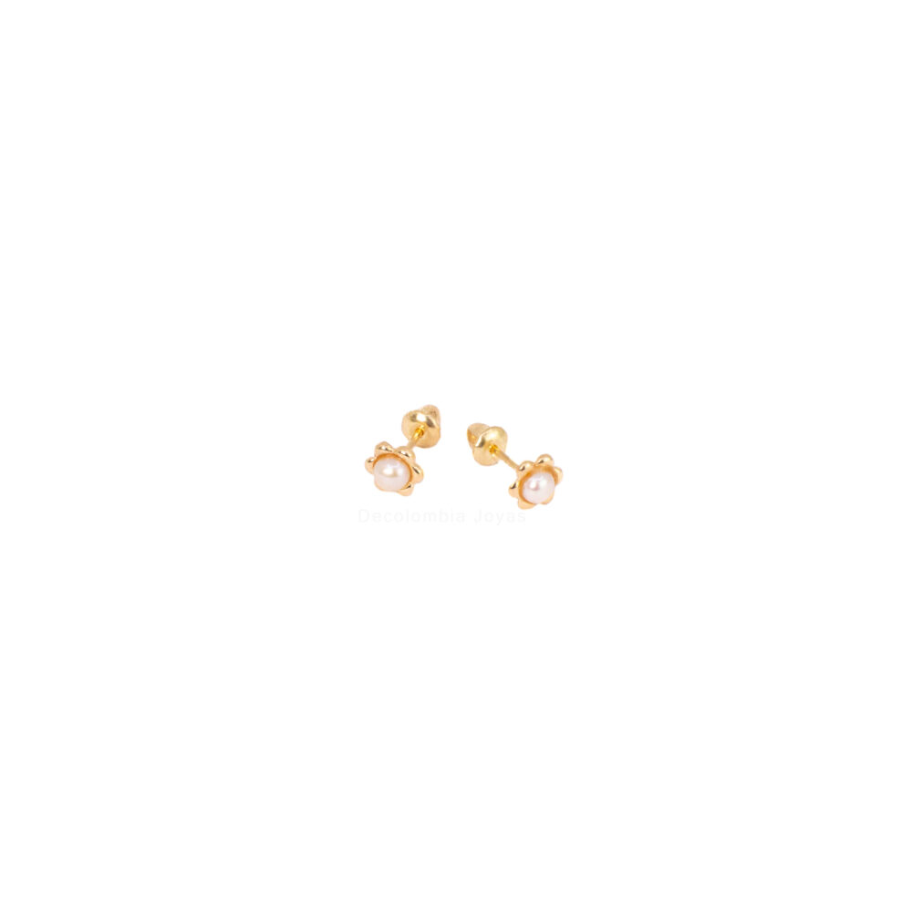 Topo Flor con Perla Oro 18K