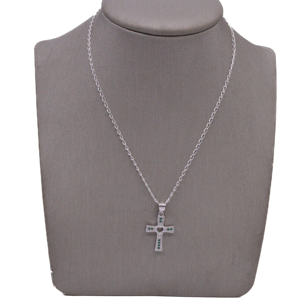 Dije Cruz con Corazon en Plata 925