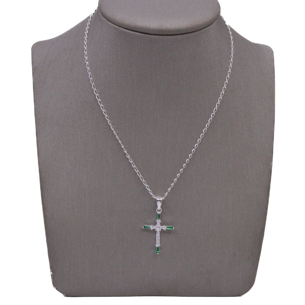 Dije Cruz en Plata Con Piedras