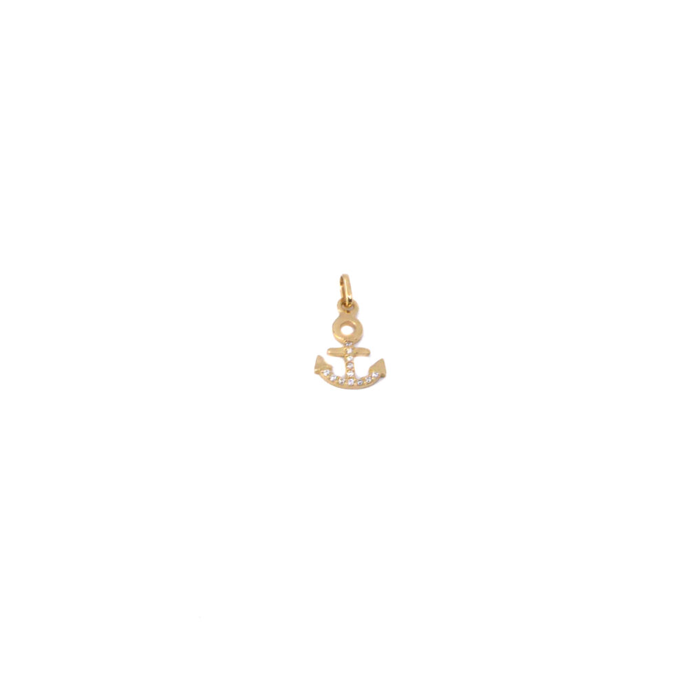Dije Ancla con Circones Oro 18k
