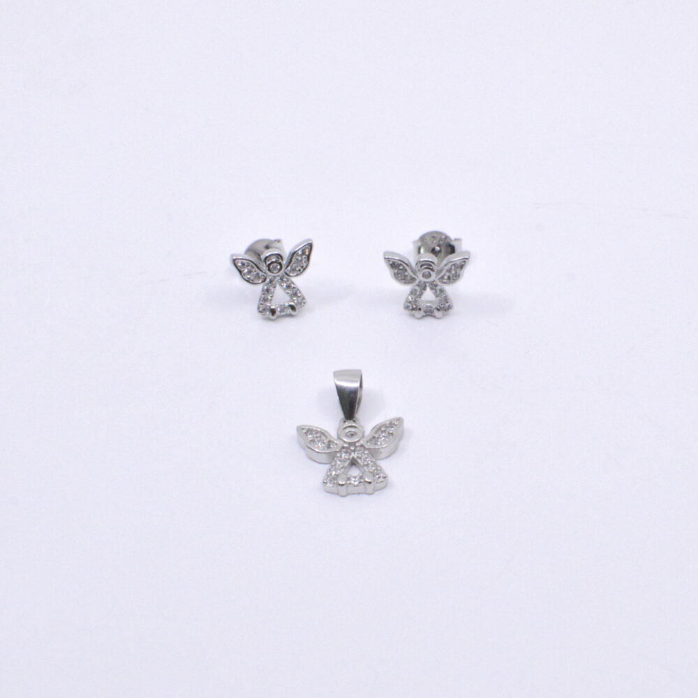 Aretes y Dije Angel Plata 925
