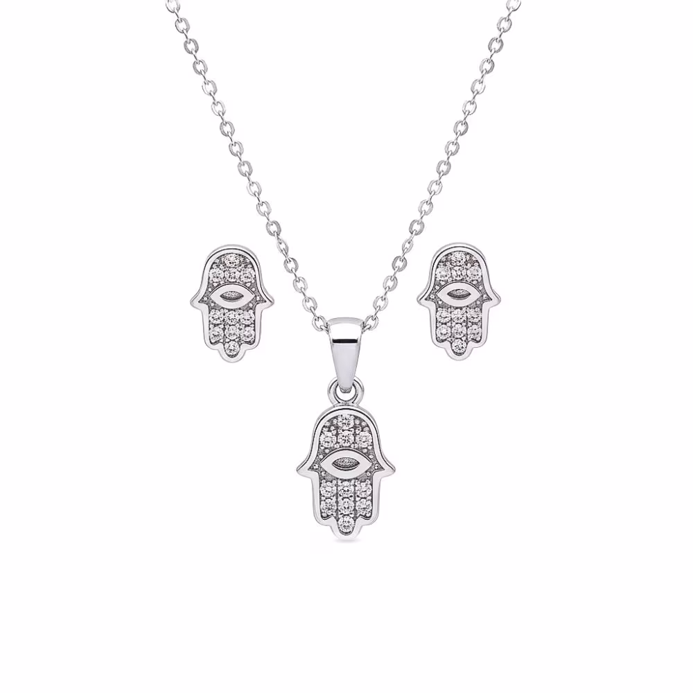 Aretes y Dije Mano de Fatima