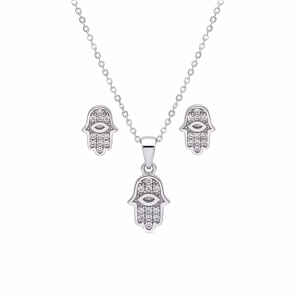 Aretes y Dije Mano de Fatima