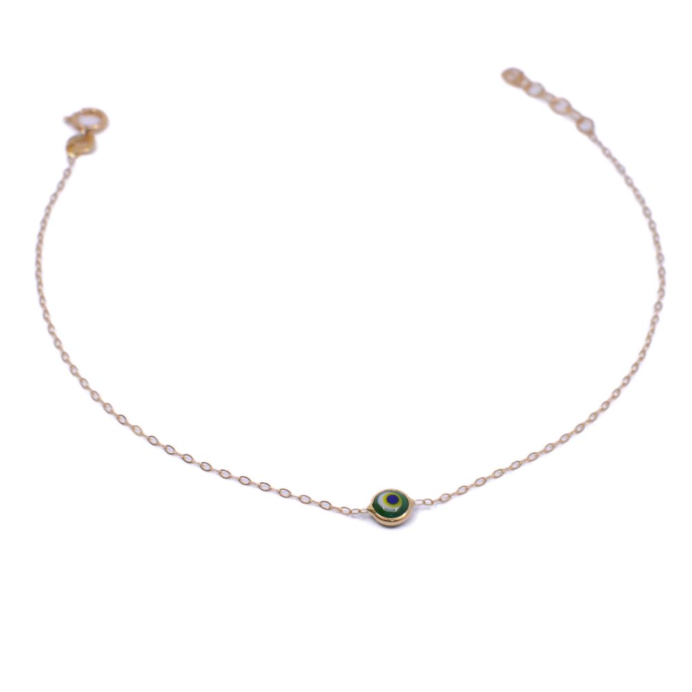 Pulsera Forzatina Ojo Turco Verde Oro 18k / 18cm