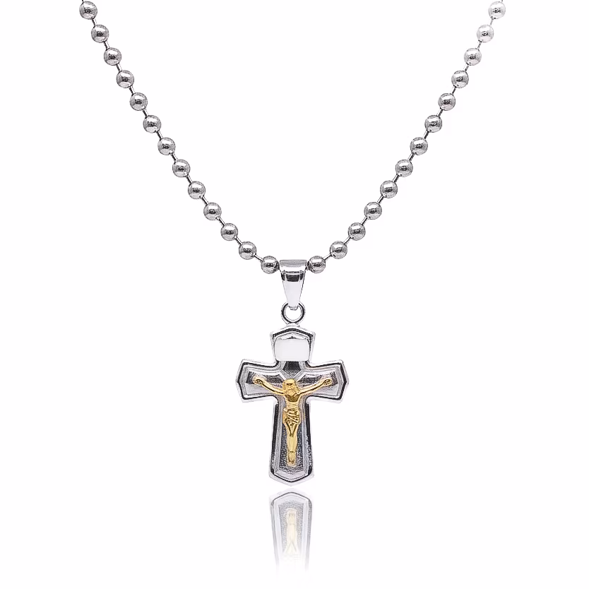 Dije Cruz Plata 925 y Lámina de Oro 18k