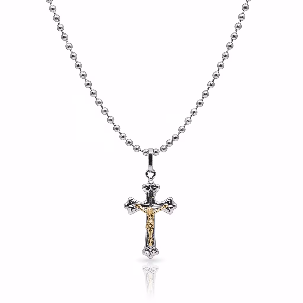 Dije Cruz Plata 925 y Lámina de Oro 18k