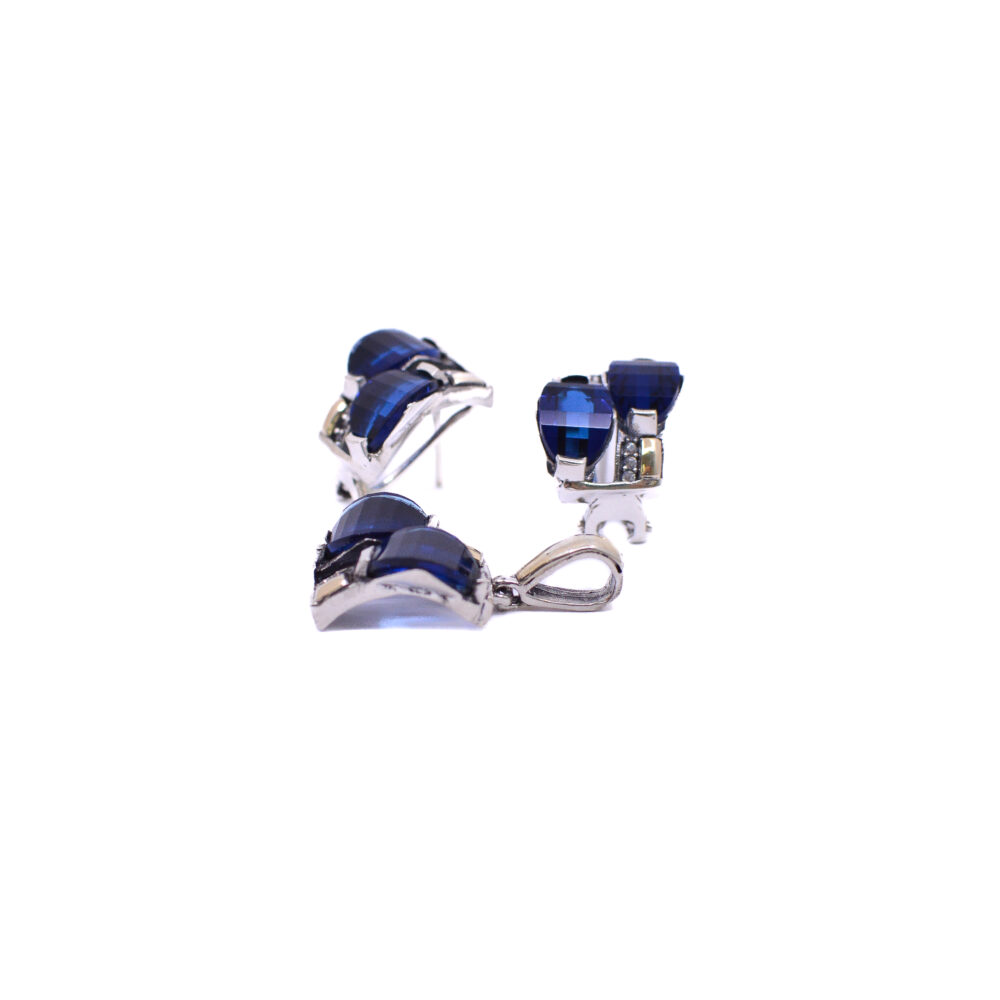 Aretes y Dije con Piedra Azul