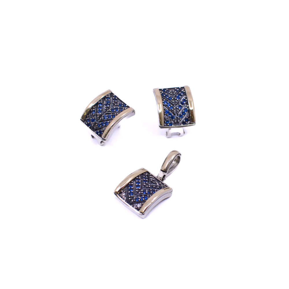 Aretes y Dije con Circones Azules