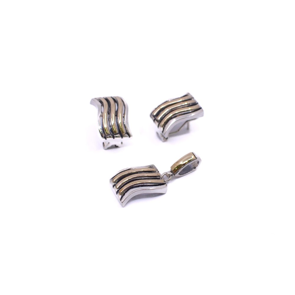 Aretes y Dije 3 Líneas