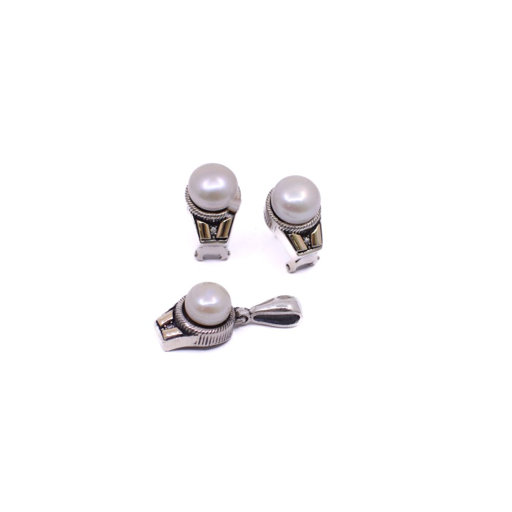 Aretes y Dije con Perla