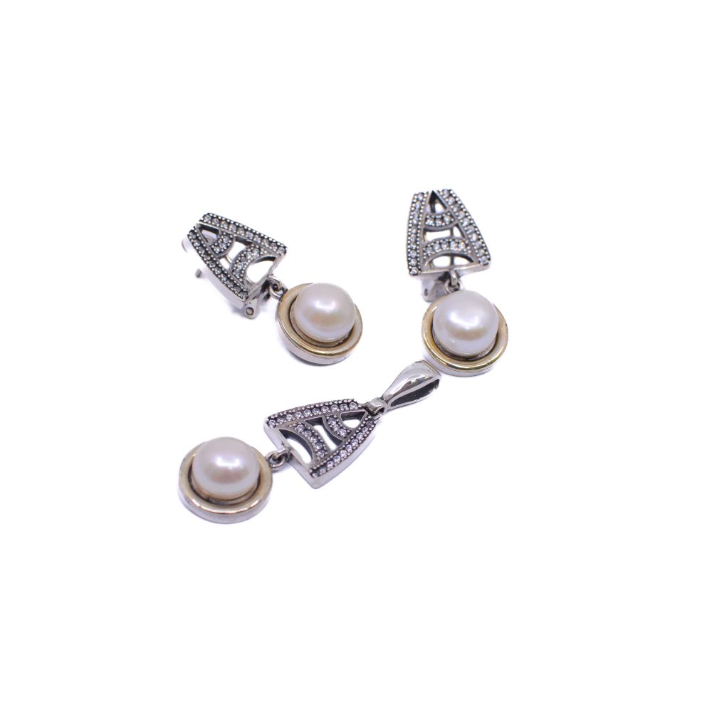 Aretes y Dije con Perla