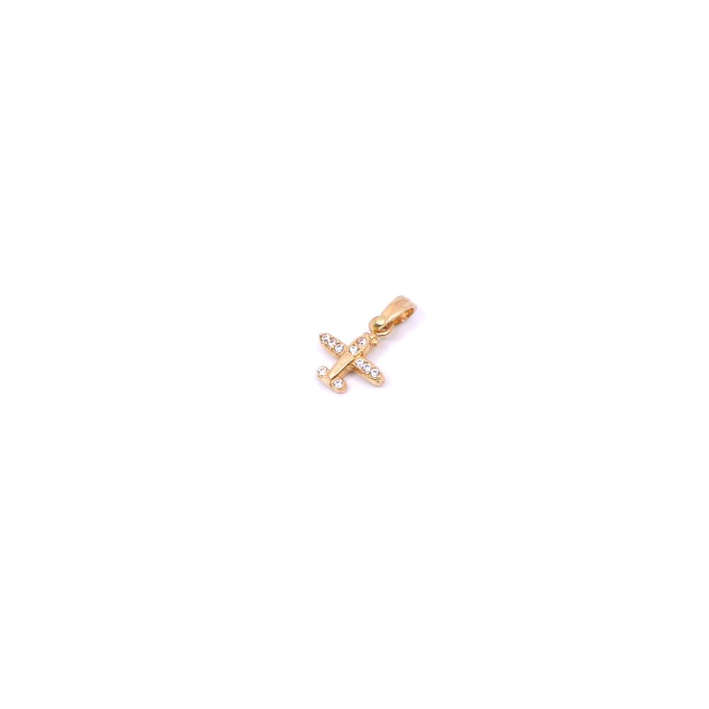 Dije Mini Avioneta Con Circones Oro 18k