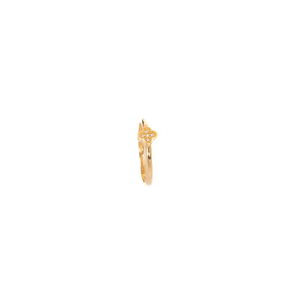 Anillo  Liso Trébol Con Circones Oro 18K