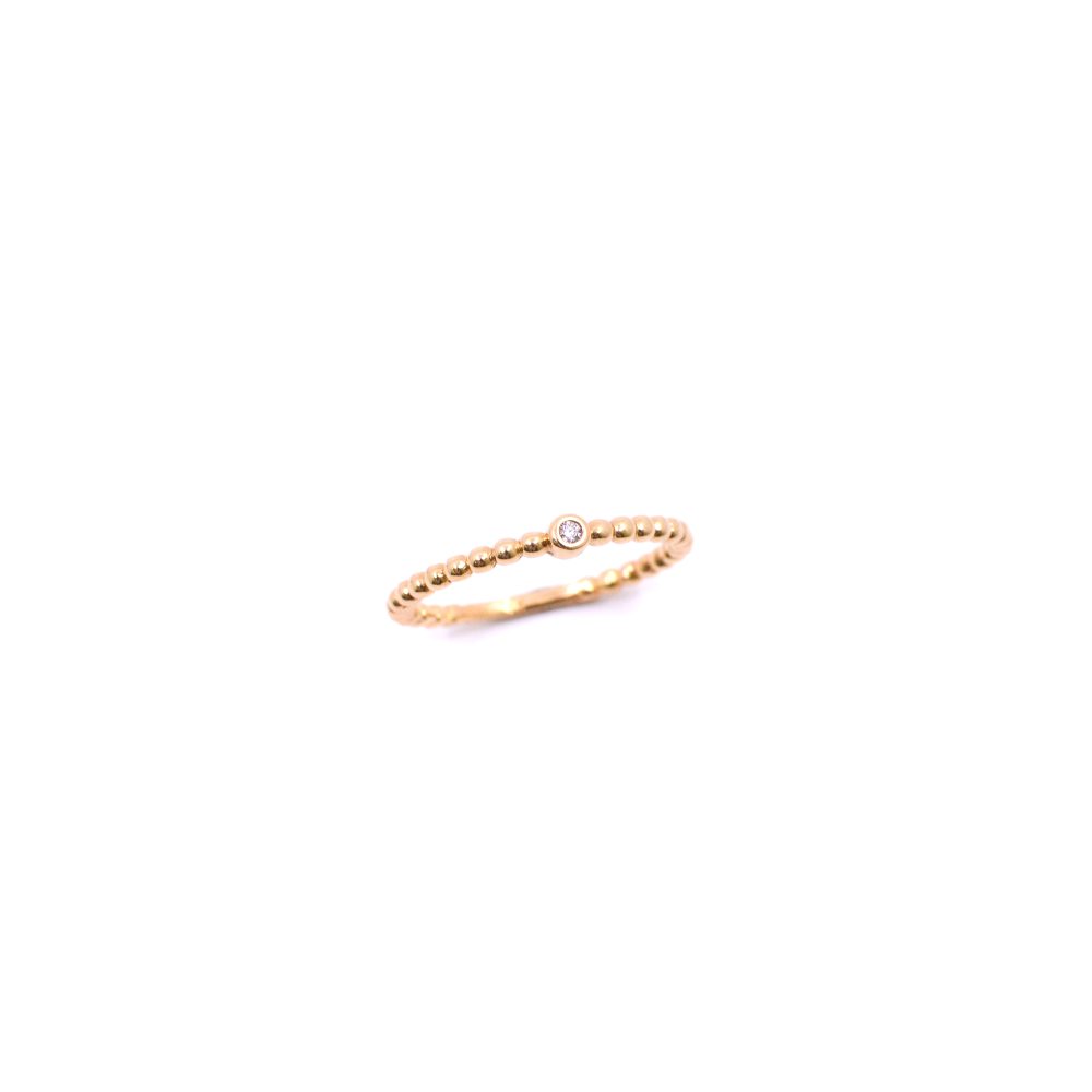 Anillo Compromiso Bolita Piedra Central Oro18k