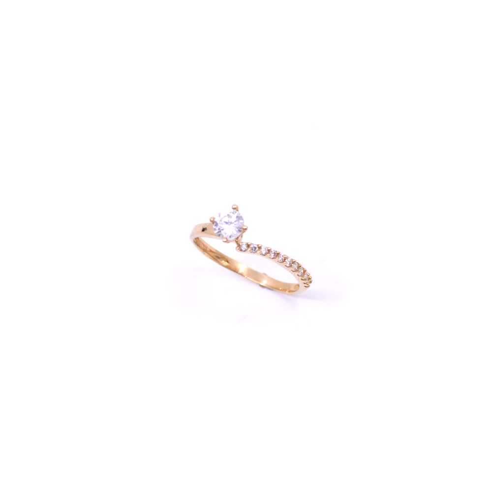 Anillo Compromiso Piedra Central Con Circones Oro 18K