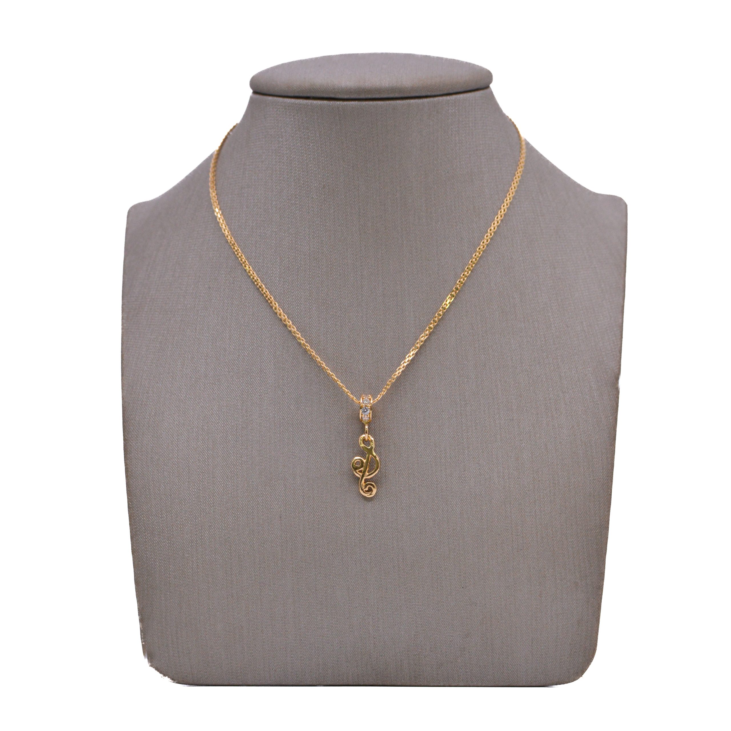 Dije Notas Musical Cuello Con Circones Oro 18k - Imagen 2