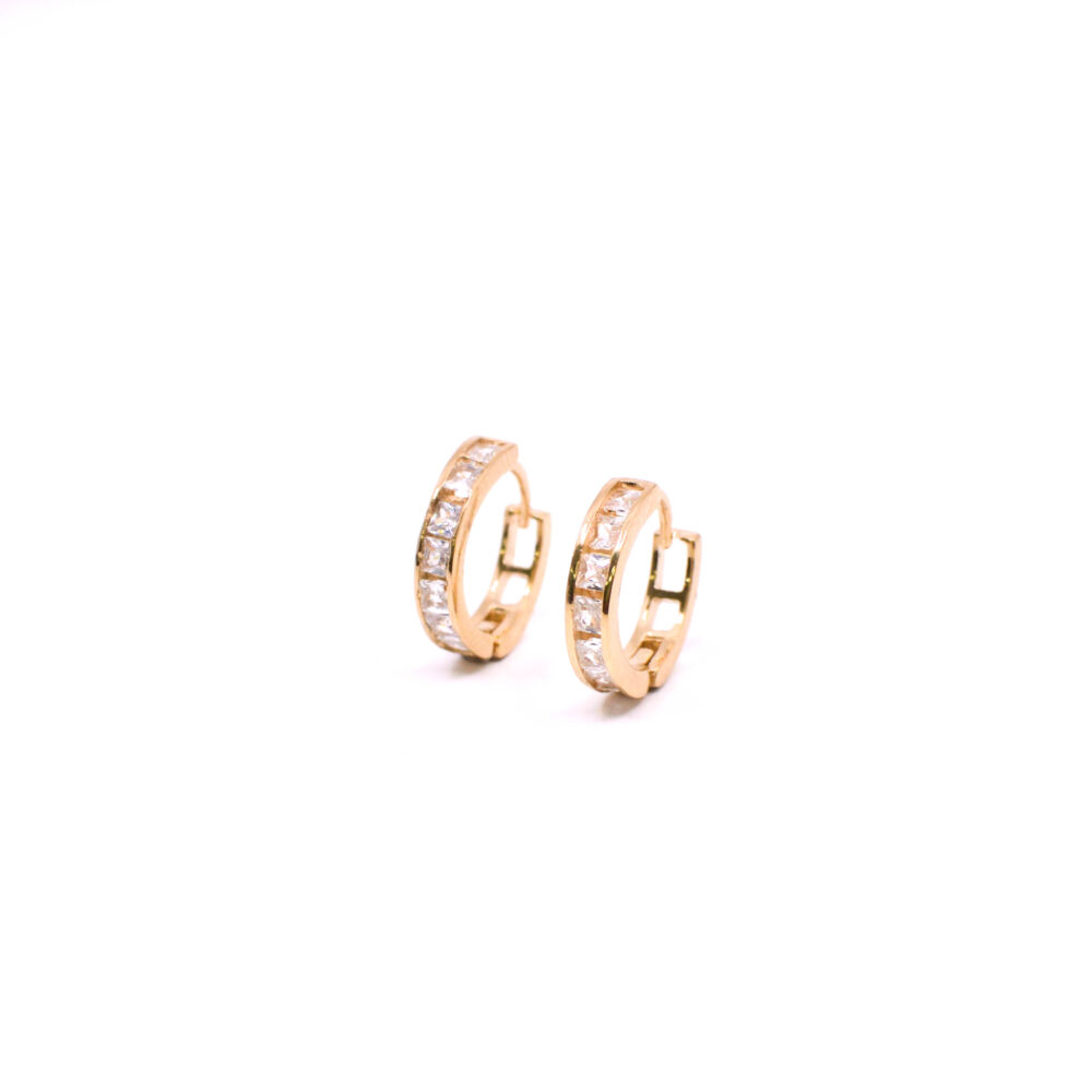 Candongas Mini Pequeña Bagget Oro 18K
