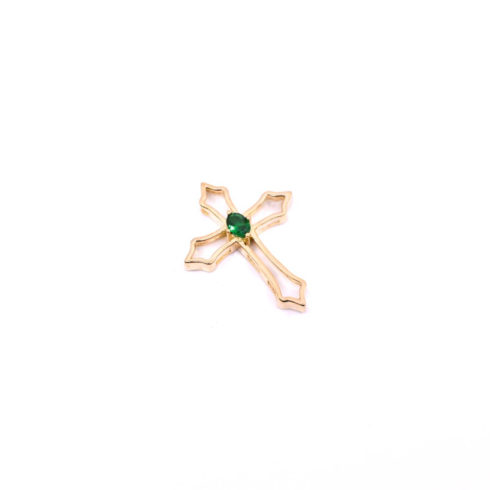 Dije Cruz Marco Piedra central Oro 18k