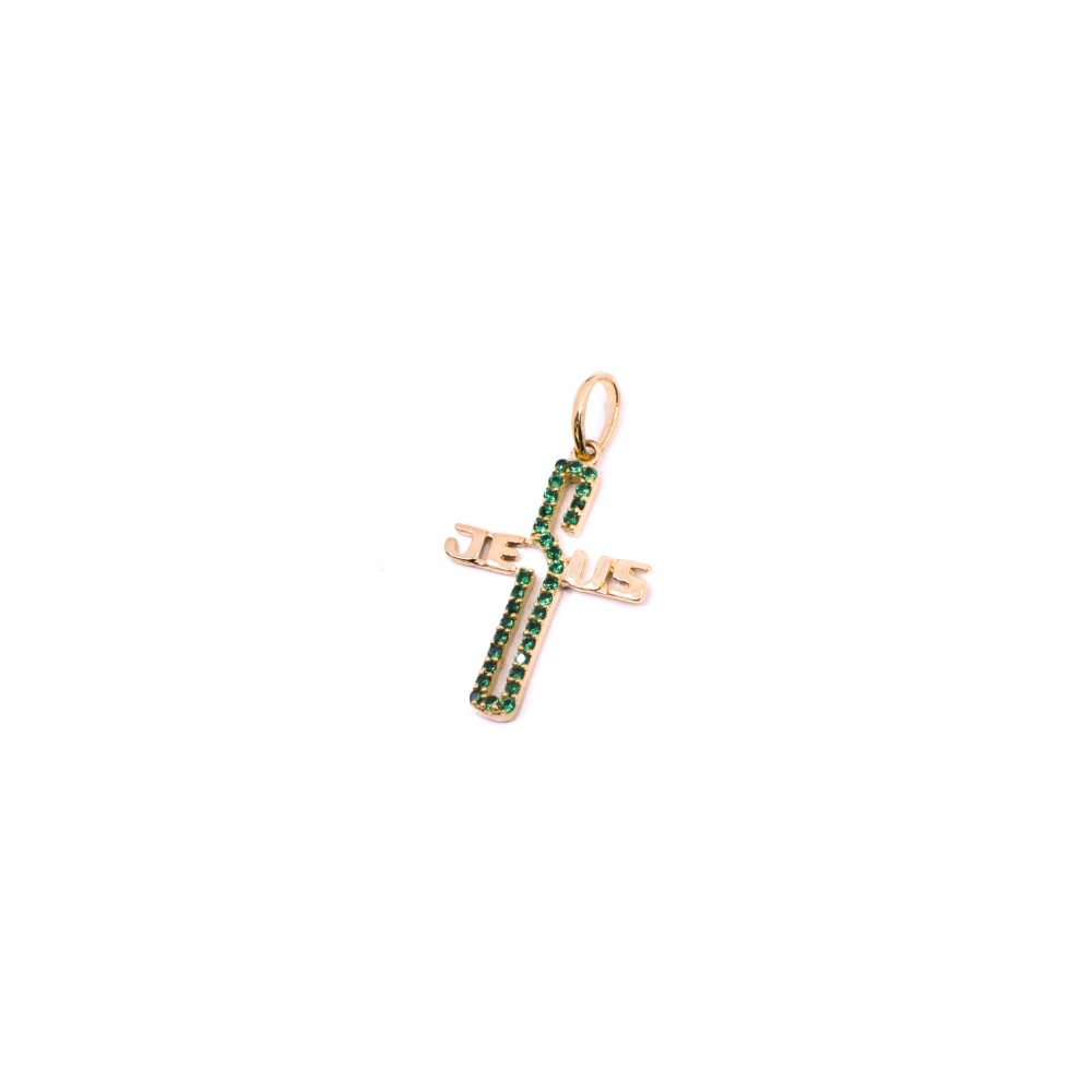 Dije Cruz Grande Jesús Con Circones Oro 18k