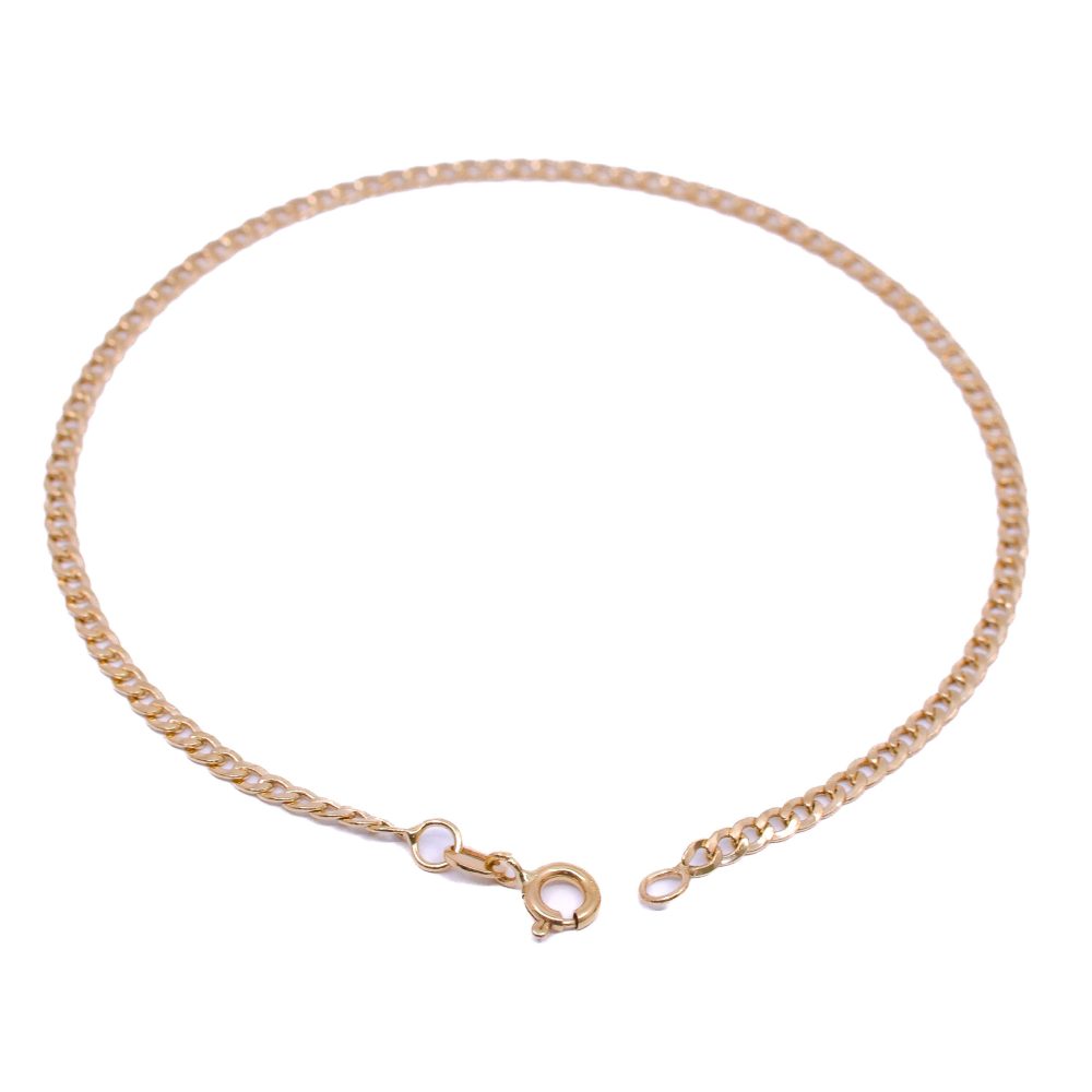 Tobillera Mini Cubana Oro 18k / 25cm 2mm