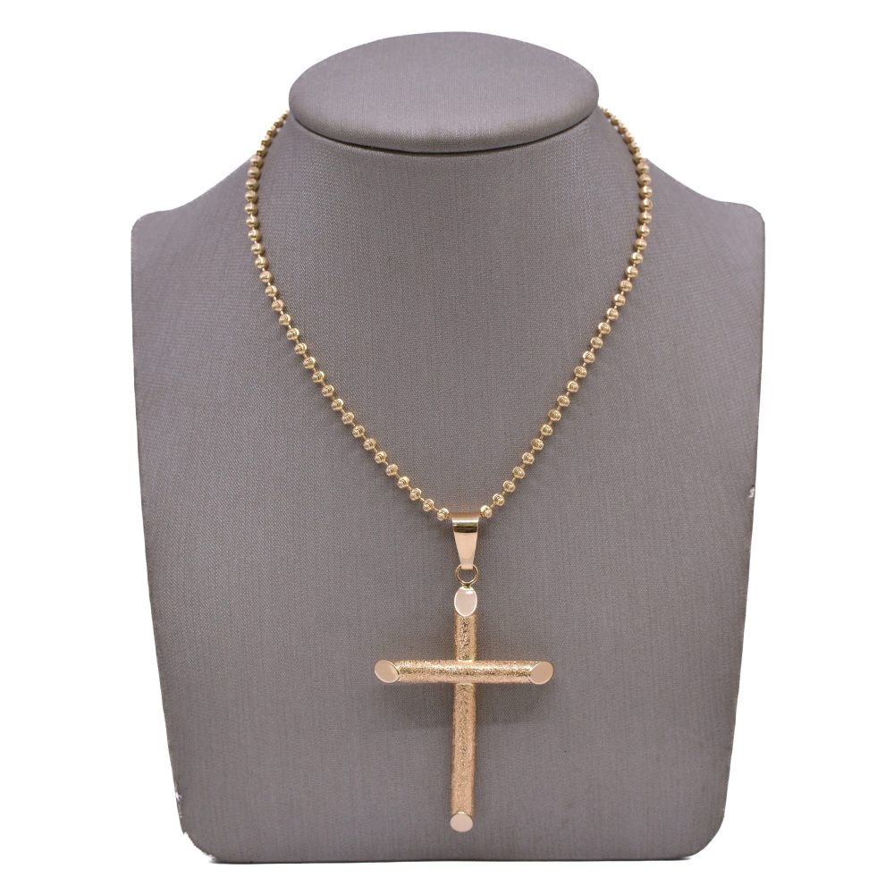 Dije Cruz Diamantada Oro 18k / 48mm