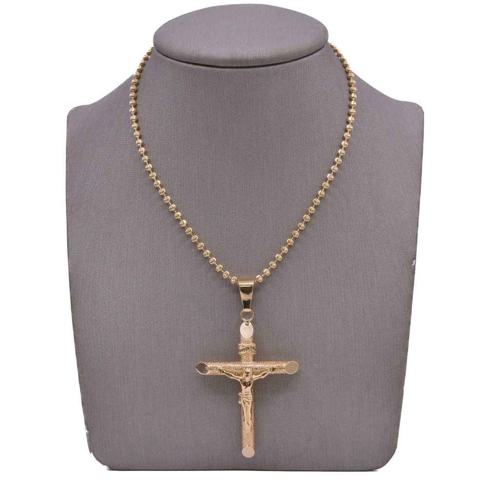 Dije Cruz Diamantada Oro 18k / 47mm