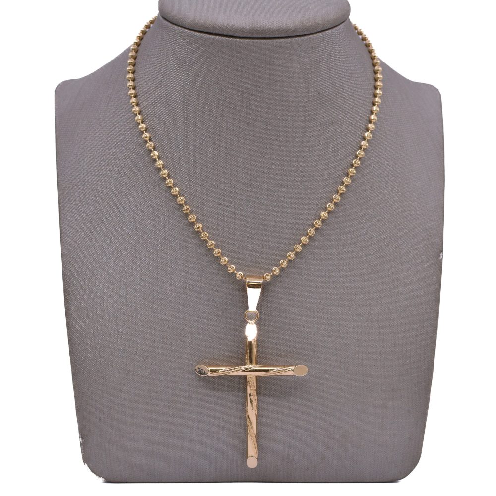 Dije Cruz Diamantada Lisa Oro 18k / 46mm