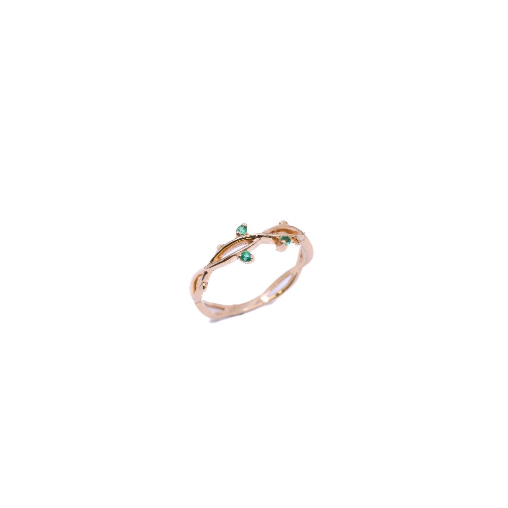 Anillo con Esmeraldas Oro 18k / ct 0,05 / 1,5mm