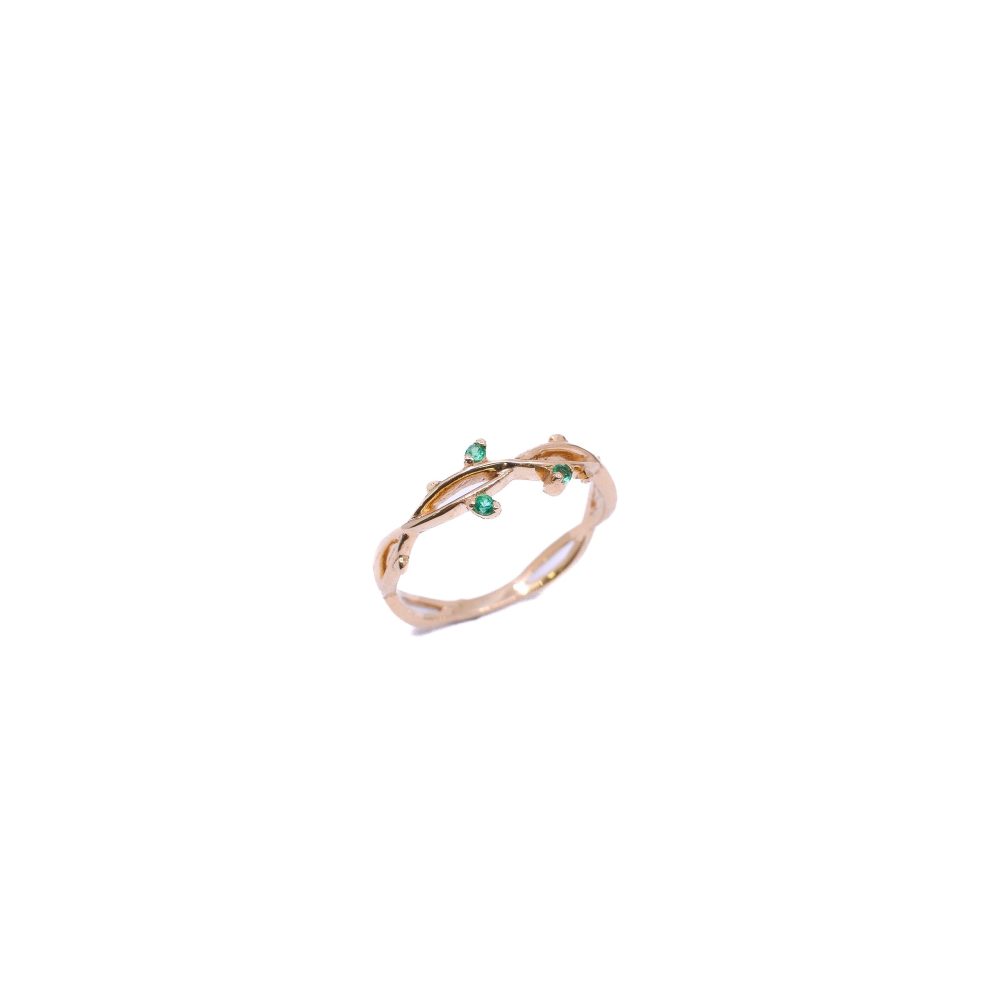 Anillo con Esmeraldas Oro 18k / ct 0,05 / 1,5mm