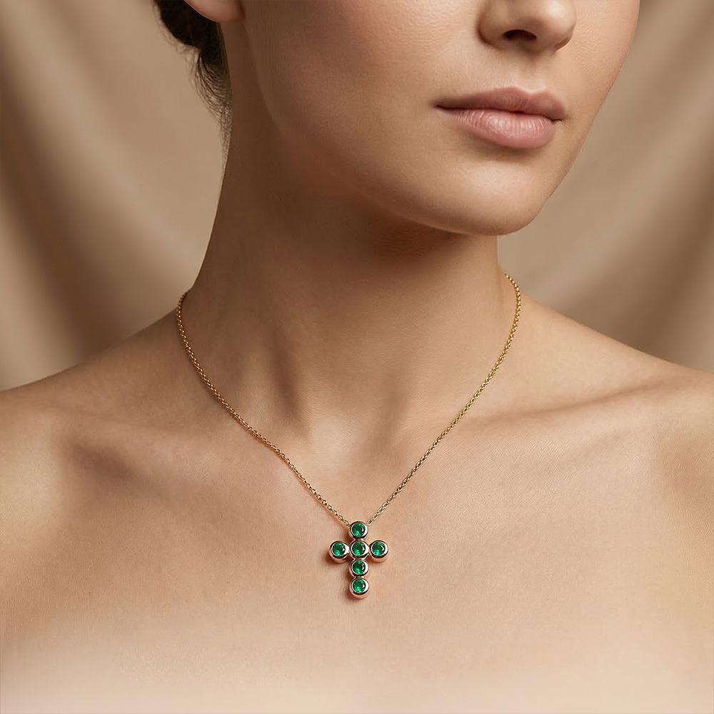 Dije Asuan | joyería en oro | ref. ed2-1 | Dijes Oro 18k con Esmeraldas y Diamantes | DeColombia Joyas | imagen 2