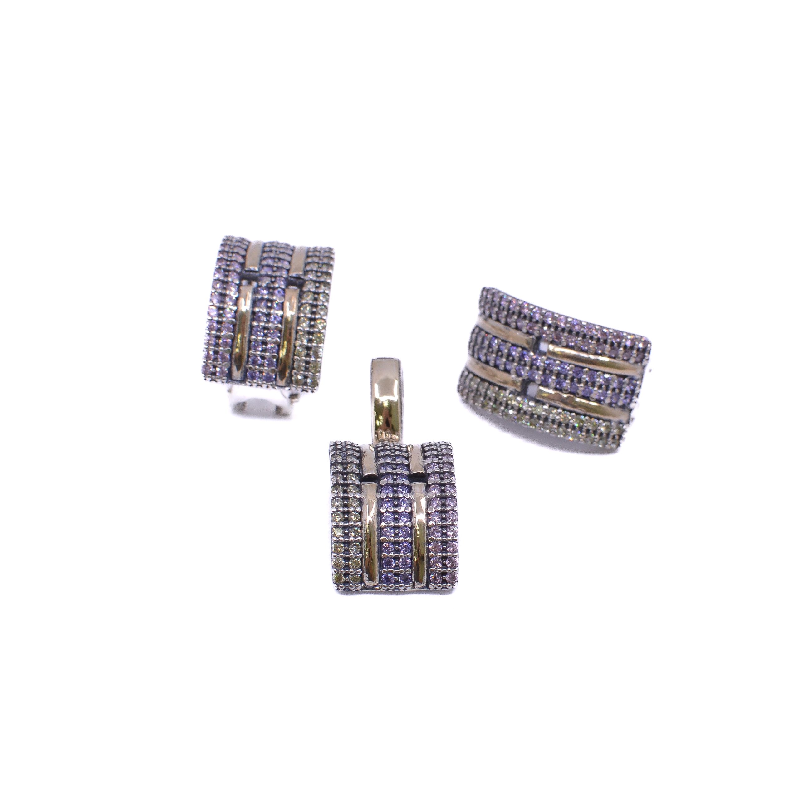 Aretes y Dije Multicolor