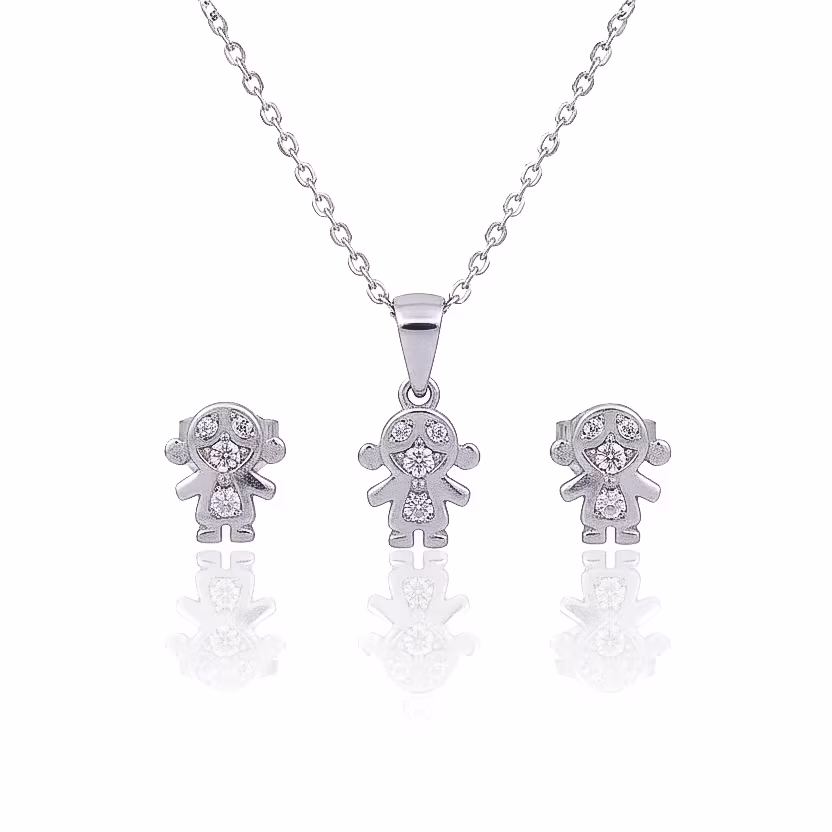 Aretes y Dije Niña 925