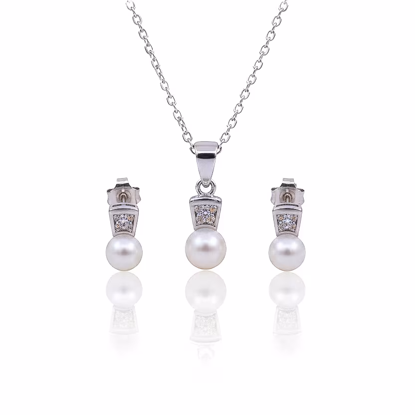 Aretes y Dije Perla 925