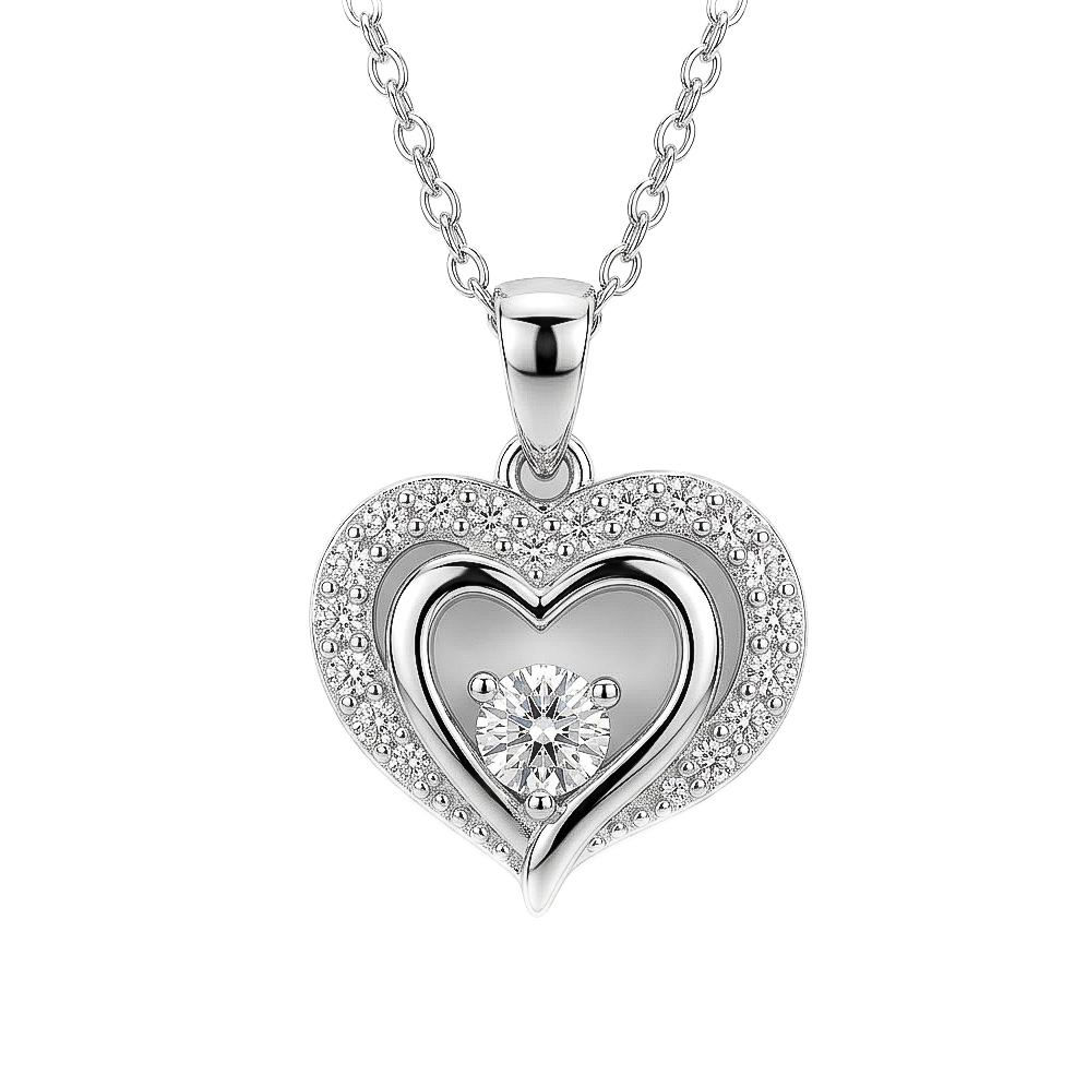 Dijes triple  corazon circon  blanco 