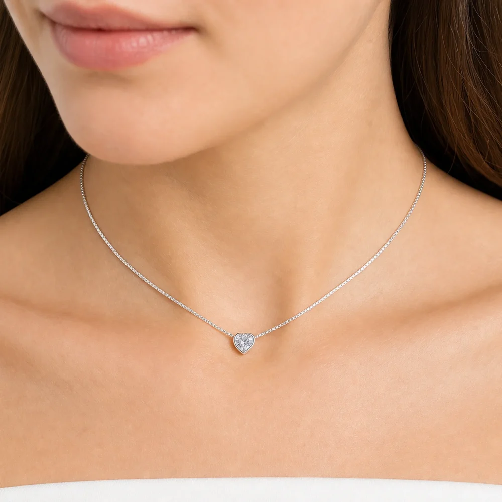 Gargantilla puntos de luz corazón | joyería en oro | ref. DCP9GP0002 | Gargantillas de Plata Mujer | DeColombia Joyas | im…