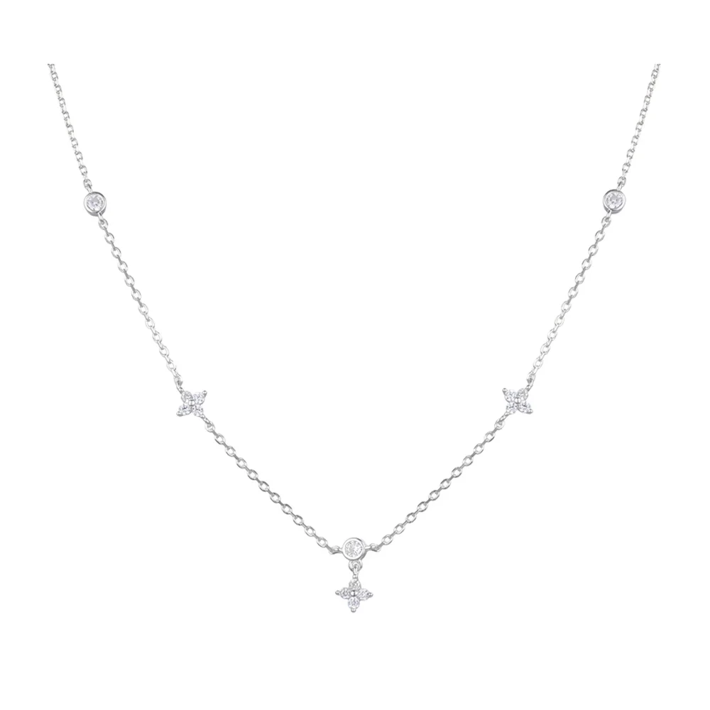 Gargantilla flores y puntos de luz | joyería en oro | ref. DCP9GP0005 | Gargantillas de Plata Mujer | DeColombia Joyas