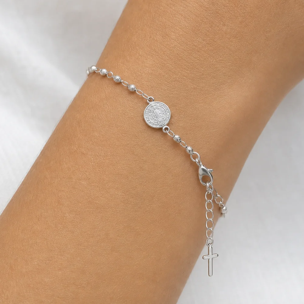 Pulsera denario san benito | joyería en oro | ref. DCP9PP0019 | Plata 925 | DeColombia Joyas | imagen 2