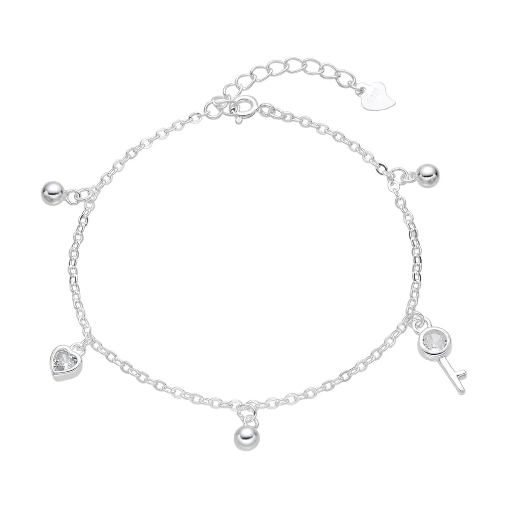 Pulsera corazón y llave | joyería en oro | ref. DCP9PP0032 | Plata 925 | DeColombia Joyas