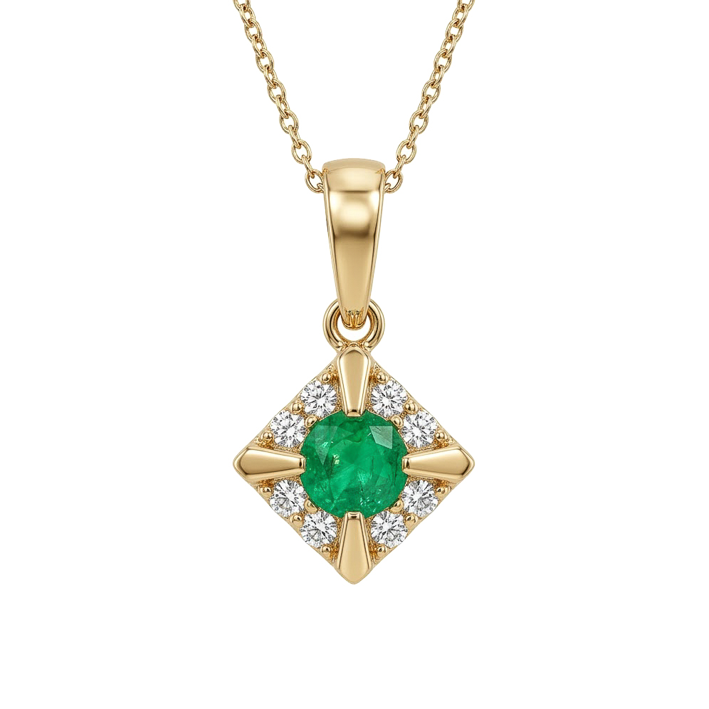 Dije Piramide | joyería en oro | ref. DI078 | Dijes Oro 18k con Esmeraldas y Diamantes | DeColombia Joyas