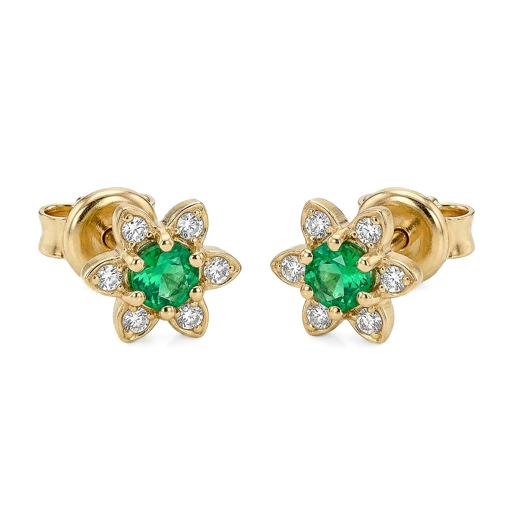 Topos Flor | joyería en oro | ref. TO245 | Oro 18k Esmeralda | DeColombia Joyas